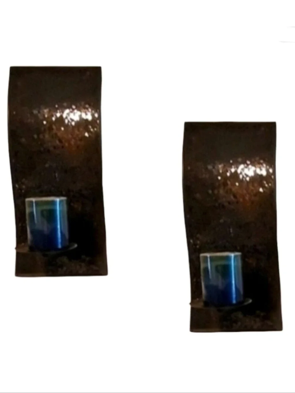 Huge Sparkling Dark Brown Decor Crackle Glass Wall Mount Votive Candle Holders